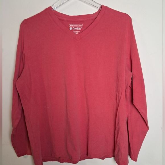 Coolibar Women's Morada Everyday Long Sleeve V-Neck T-Shirt Red XXL - Picture 1 of 4